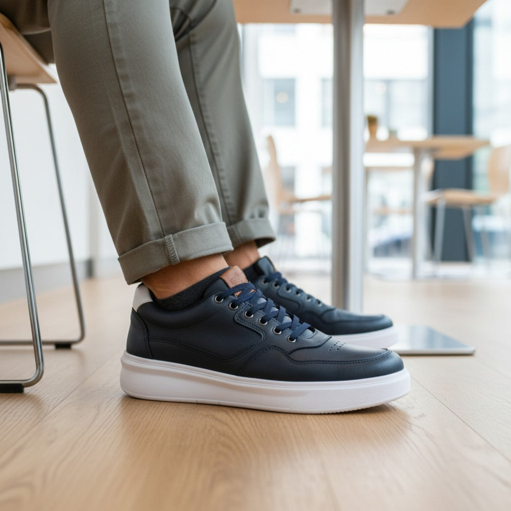 Tênis Casual Azul Elástico