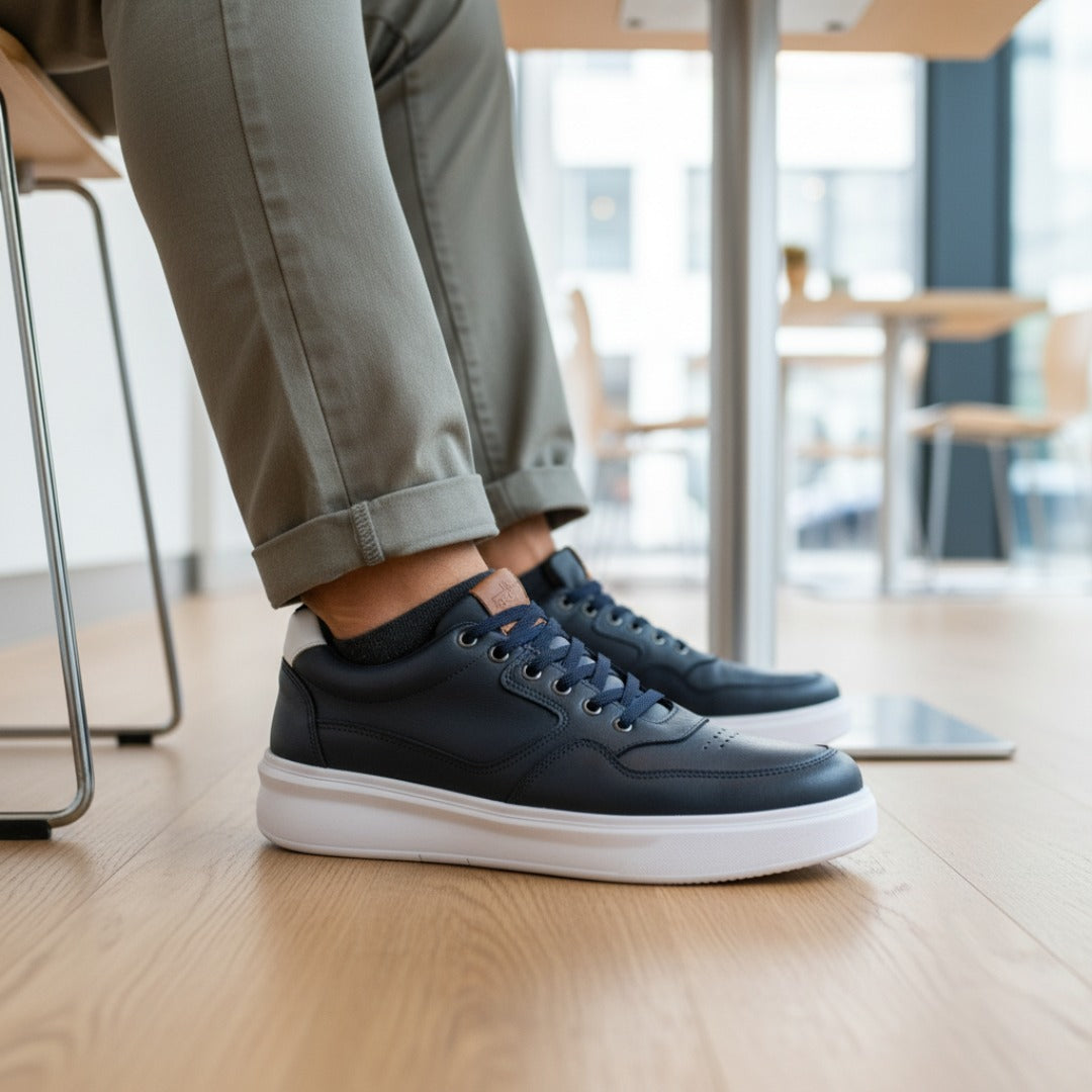 Tênis Casual Azul Elástico