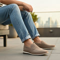 Sapato Loafer Casual Camurça Cinza