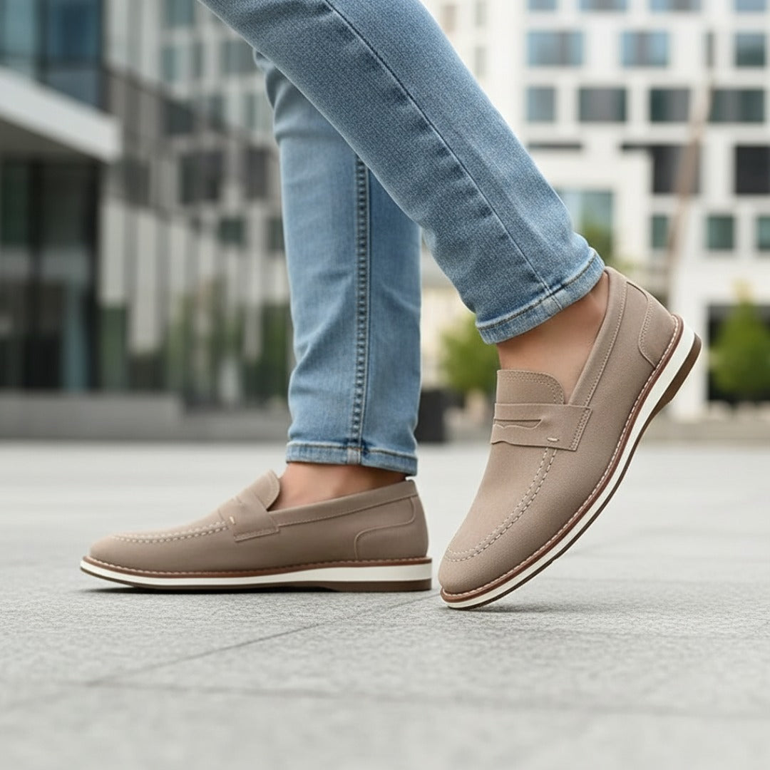 Sapato Loafer Casual Camurça Cinza