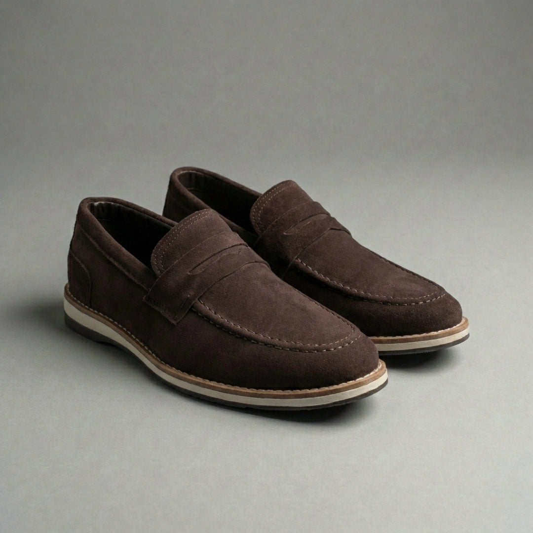 Sapato Loafer Casual Camurça Marrom
