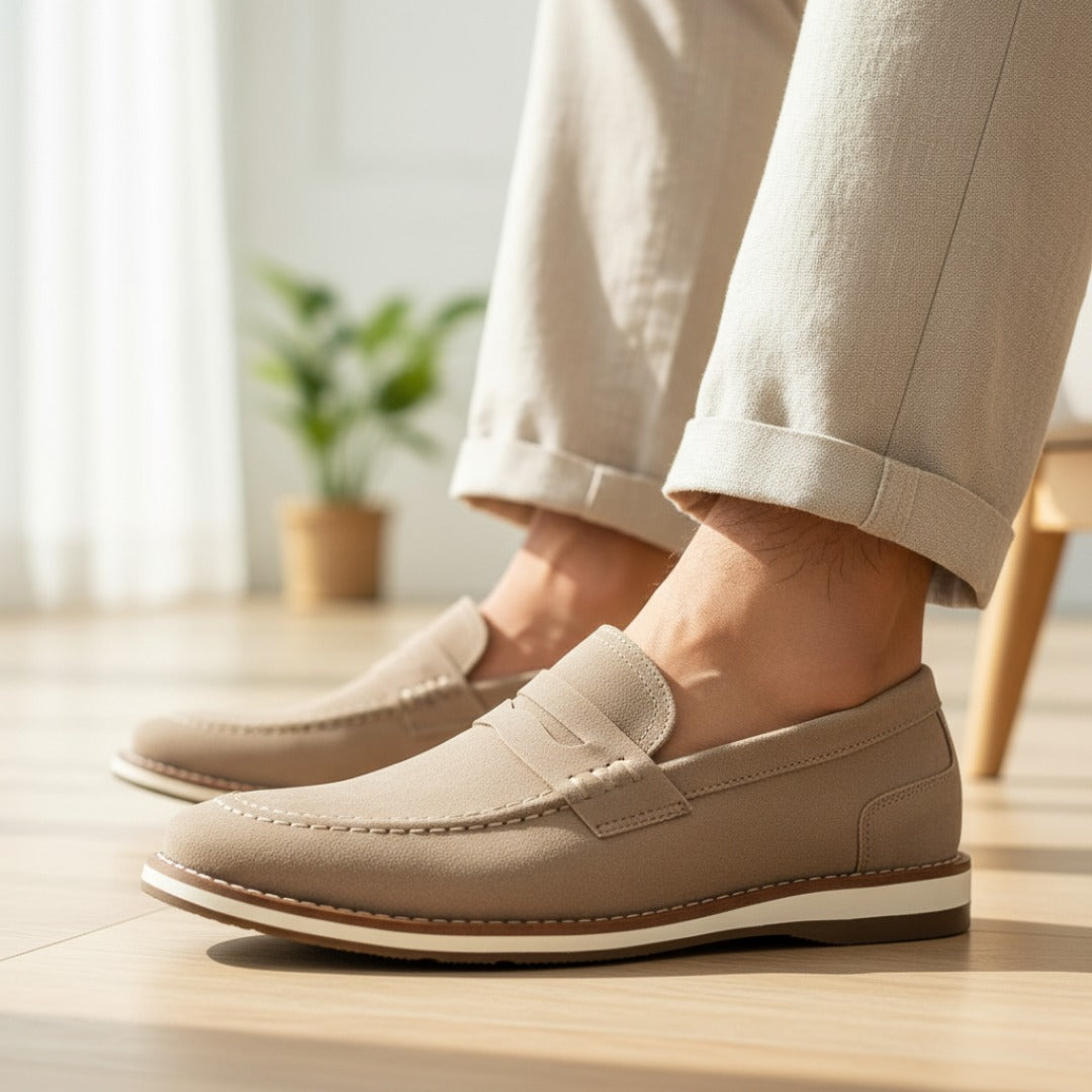 Sapato Loafer Casual Camurça Cinza