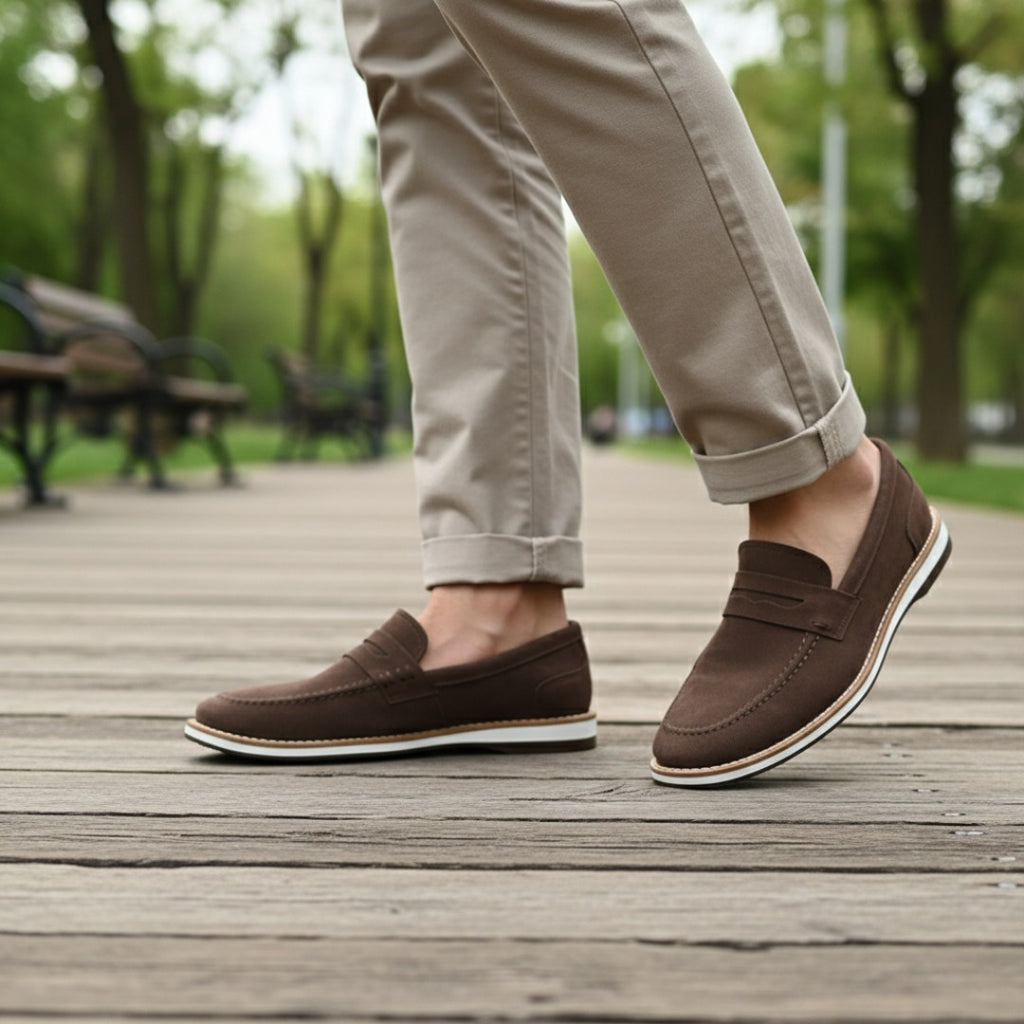 Sapato Loafer Casual Camurça Marrom