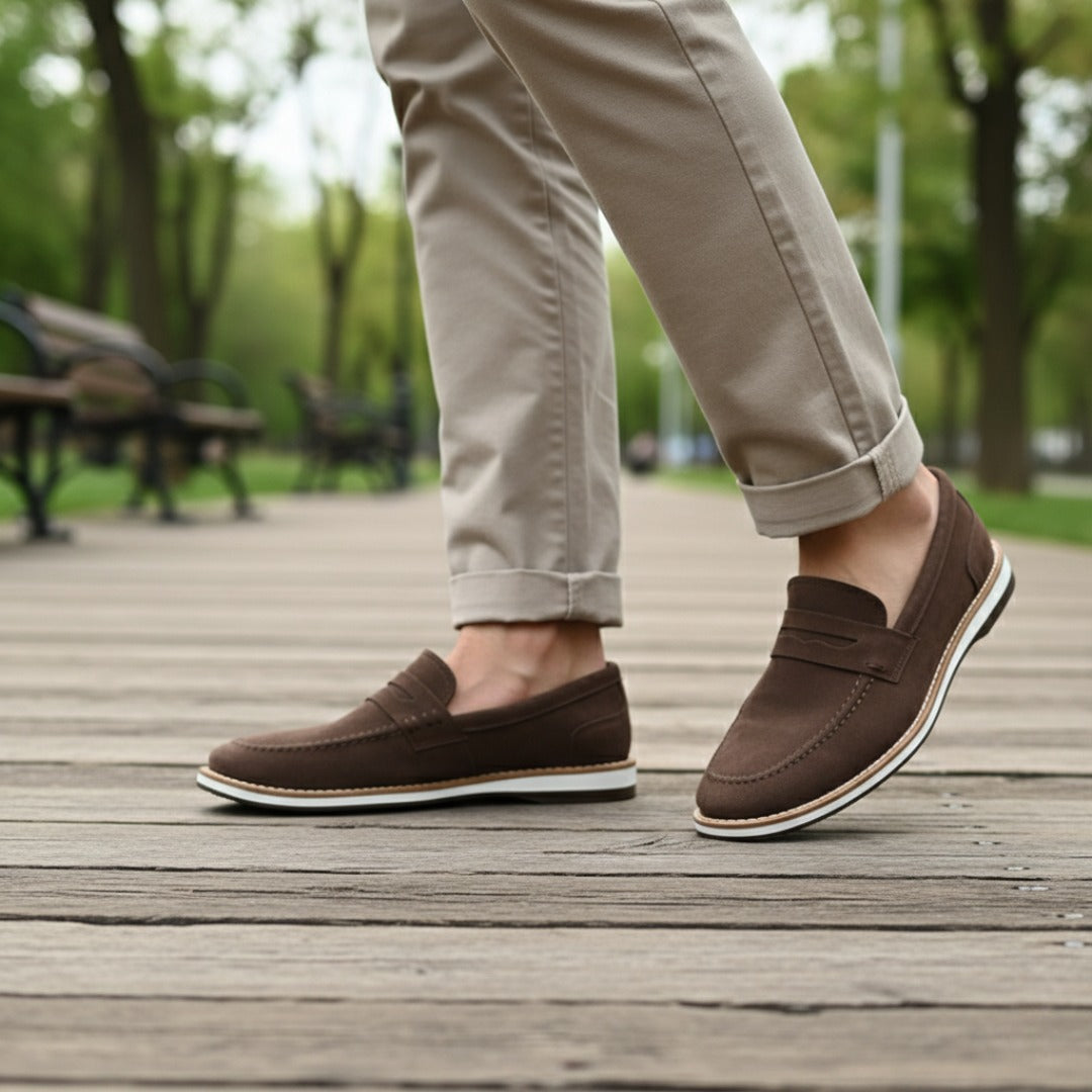 Sapato Loafer Casual Camurça Marrom