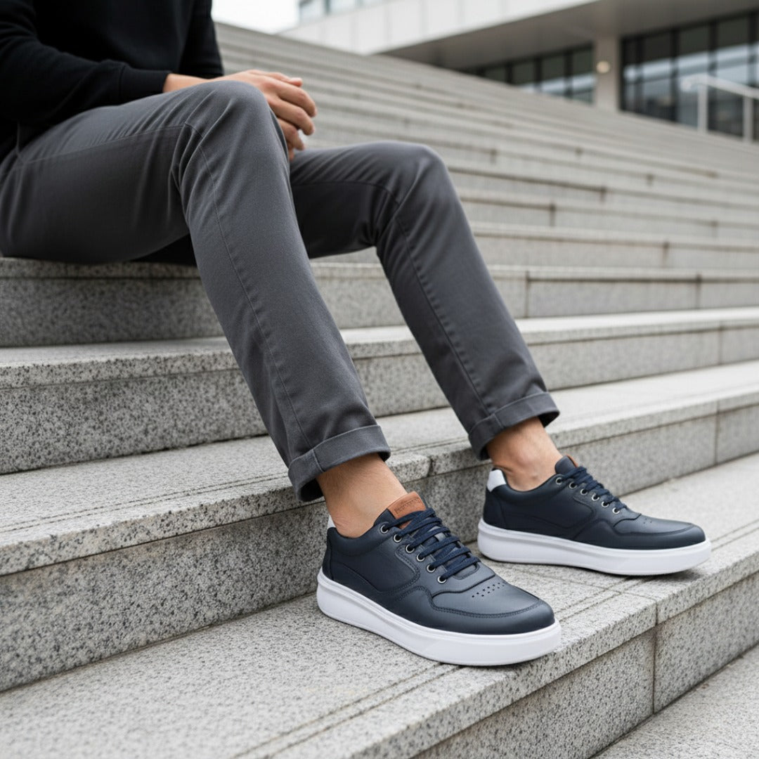 Tênis Casual Azul Elástico