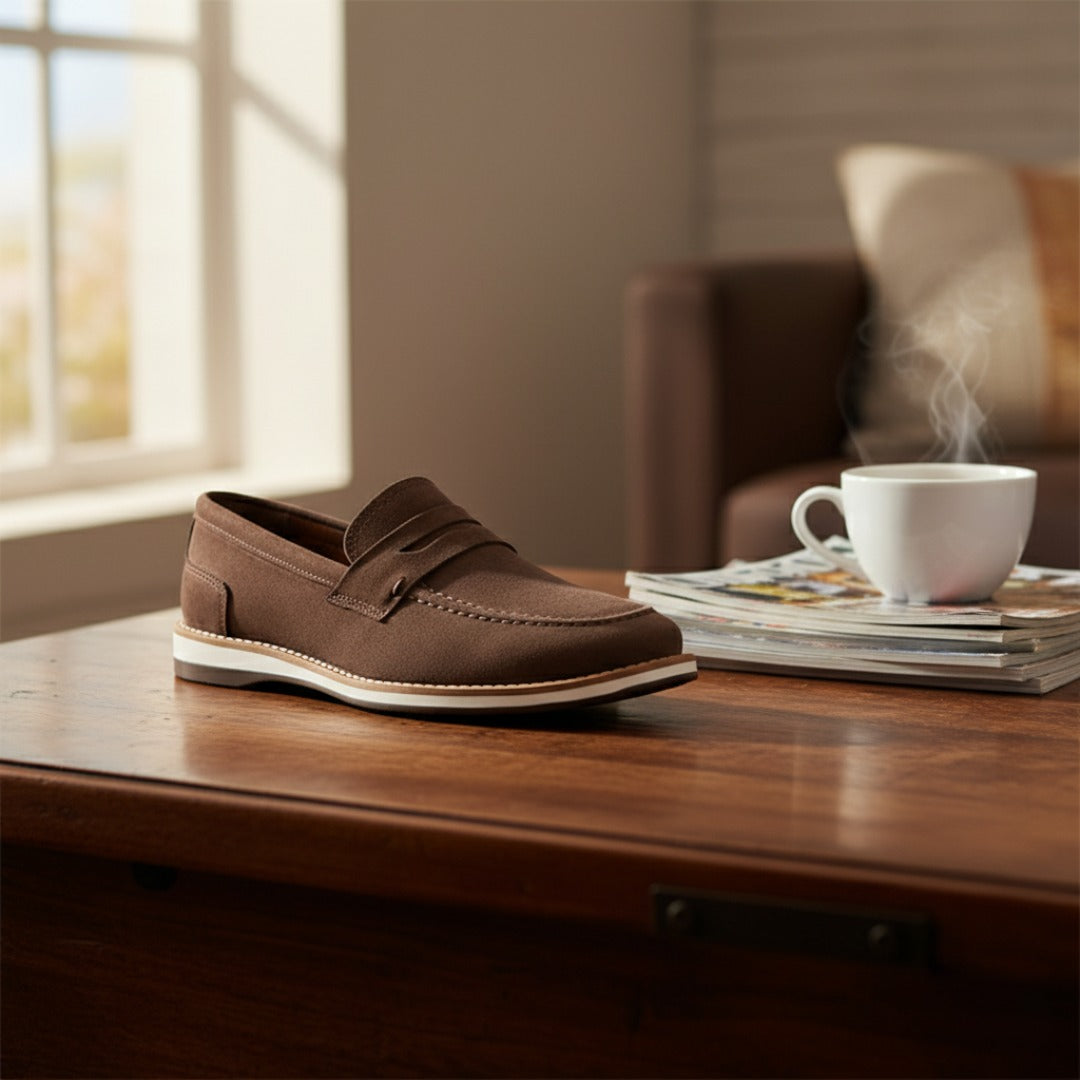Sapato Loafer Casual Camurça Marrom