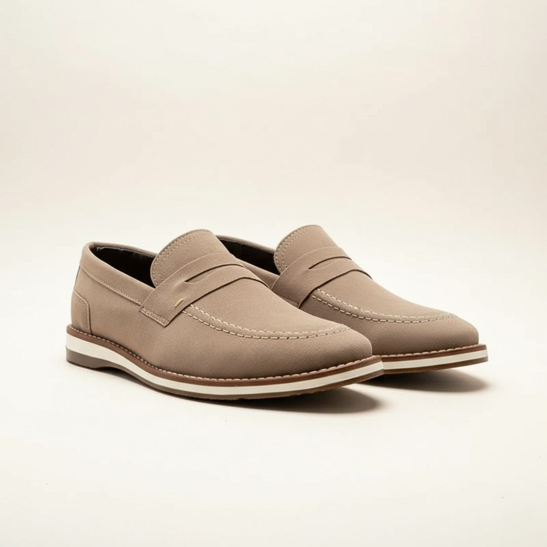 Sapato Loafer Casual Camurça Cinza
