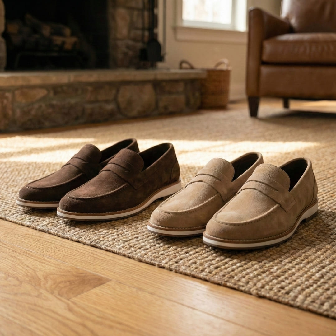 Kit 2 Pares Loafer Camurça ( Bege e Marrom )