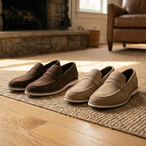 Kit 2 Pares Loafer Camurça ( Bege e Marrom )