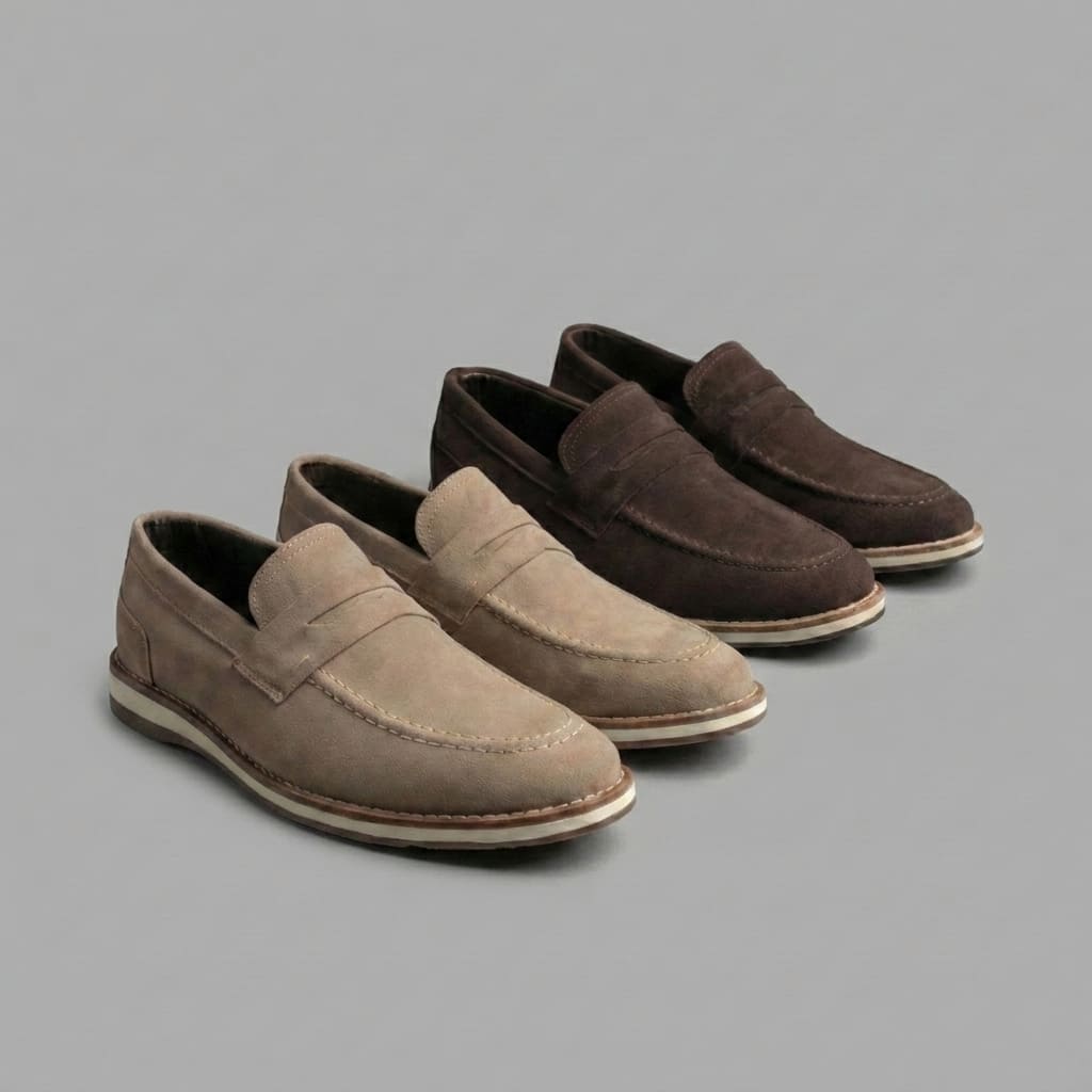 Kit 2 Pares Loafer Camurça ( Bege e Marrom )